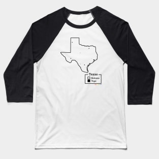 Texas Bottoms / Tops Map Baseball T-Shirt